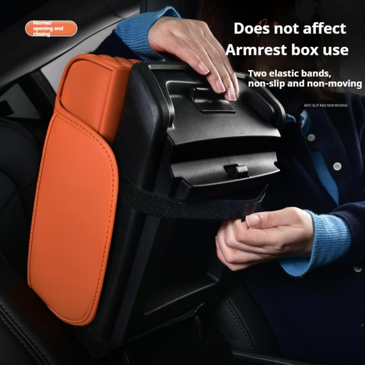 Center Console Cover Organizer, 5-in-1 Arm Rest Cover for Car with Cup Holder & Storage Pocket & Tissue Holder, Armrest Cover Cushion Pad, Water Ripples, Grey