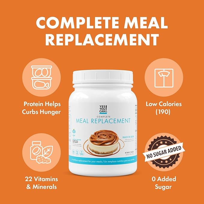Yes You Can! Complete Meal Replacement - 15 Servings, 20g of Protein, 0g Added Sugars, 21 Vitamins and Minerals - All-in-One Nutritious Meal Replacement Shake (Dulce De Leche)
