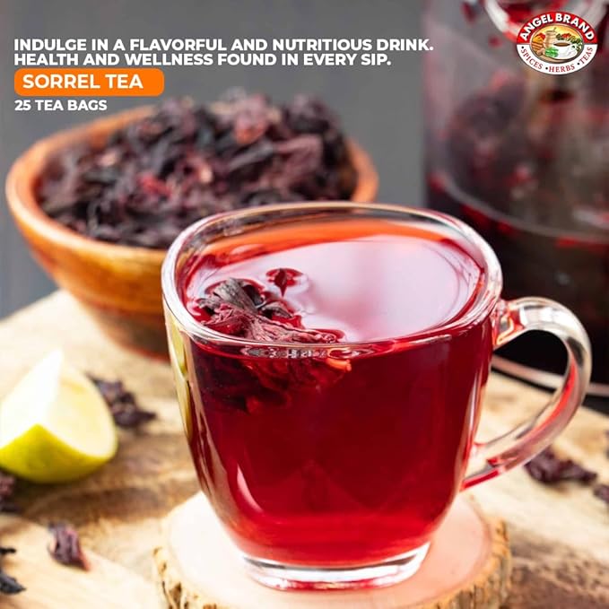 Angel Brand Sorrel Tea Bags 25 – Pack of 3 – Hibiscus Flower Tea for Refreshing Flavor &