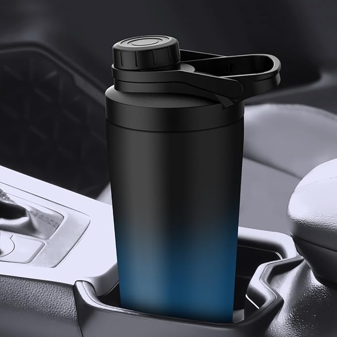 Stainless Steel Shaker Bottle with Noise-Free Design - Patented 24 oz Insulated Metal Shakers Bottles Cup for Protein Mixes and Pre Workout 100% Leak Proof (Dark Navy)