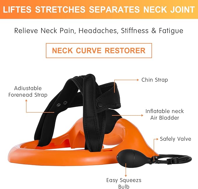 ECOGUN Posture Neck Exercising Cervical Spine Hydrator Pump, Relief for Stiffness, Relieves Neck Pain, Neck Curve Restorer Orange