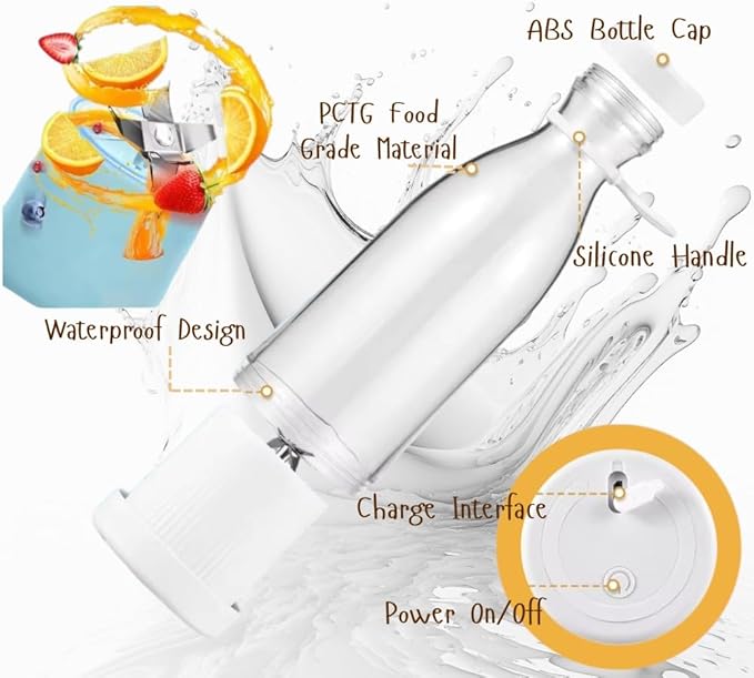 LUMAC - 14oz Portable Blender for Shakes and Smoothies (White), Medium