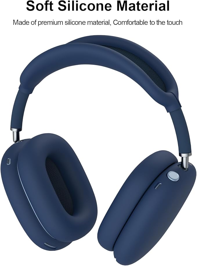 Silicone Case Cover for AirPods Max Headphones, Anti-Scratch Ear Pad/Ear Cups/Headband Cover for AirPods Max, Soft Sweat-Proof Silicone Protector Accessories for Apple AirPods Max (Navy Blue)