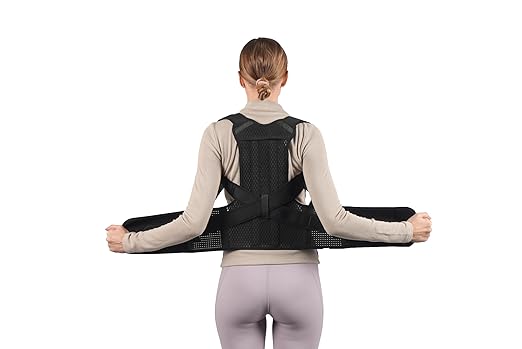 Jumbl Posture Corrector (Small) | Reusable Back Brace Supportive Spine Correction for Back Pain Relief for Men & Women Fitness and Wellness Kit | with Bonus Resistance Band