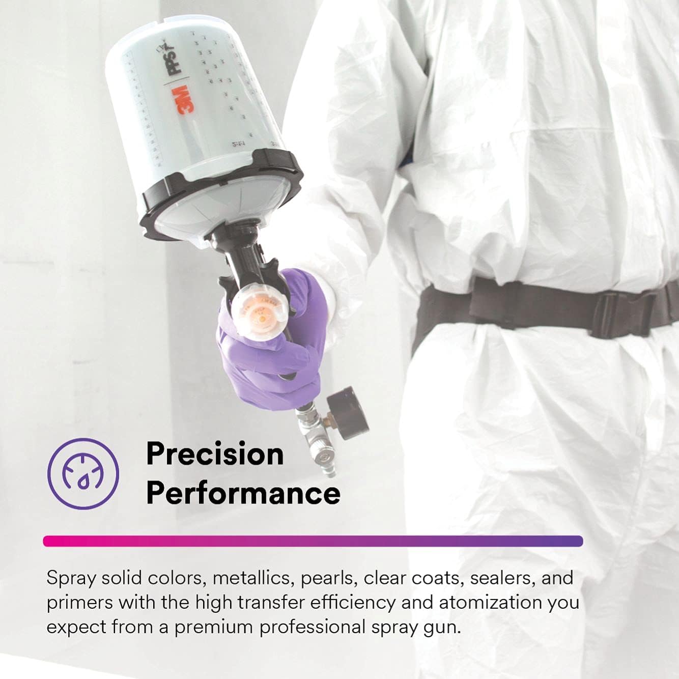 3M Performance Gravity HVLP Atomizing Head Refill Kit, 26718, Size 1.8, Clear, for use Performance Spray Gun PPS 2.0 Paint Cups, 5 Pack