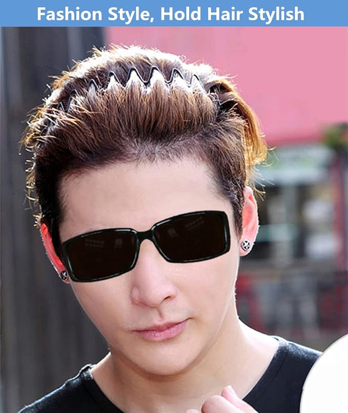 Metal Hair Band, Black, Unisex Fashion Headbands Sports Hairband Head Band Hair Hoop for Women With Non Slip Wavy Teeth