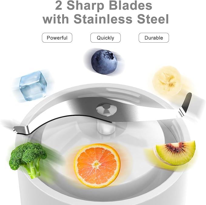 Portable Blender for Shakes and Smoothies 17Oz, Personal Blender 4000mAh USB Rechargeable, 500ml Portable Juicer for Kitchen/Travel/Gym(White)