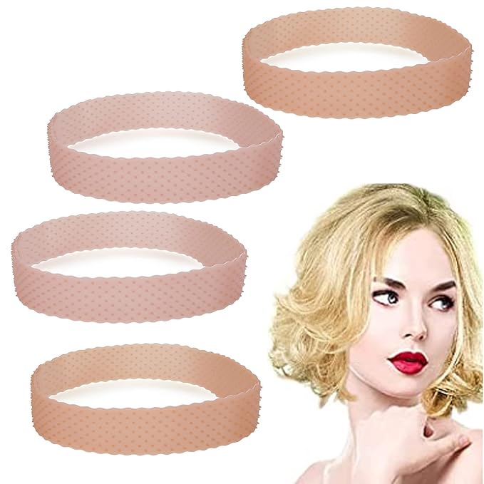 Molain Silicone Wig Grip Band 4Pcs Adjustable Wig Fix Headband Non-slip Elastic Wig Gripper Women Men Wig Bands Sweat-proof Hold Wig Cap Hairband