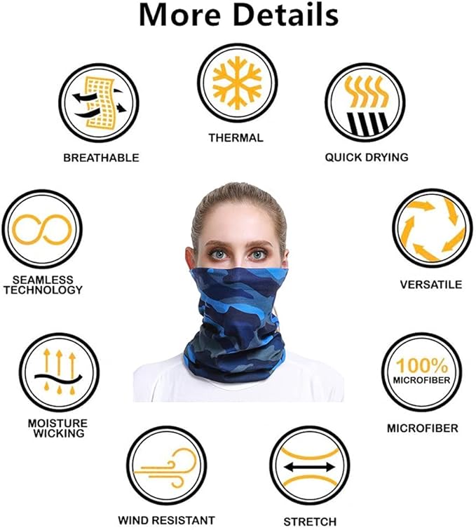 Headband Neck Gaiter Head Wrap Headwear Face Mask Magic Scarf Bandana for Men and Women