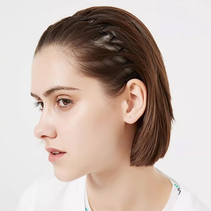 Metal Headbands Men's Hair Bands Women's Fashion Headbands Summer Outdoor Wavy Teeth Sports Headbands Black Fashionable Simple Elastic Non-slip