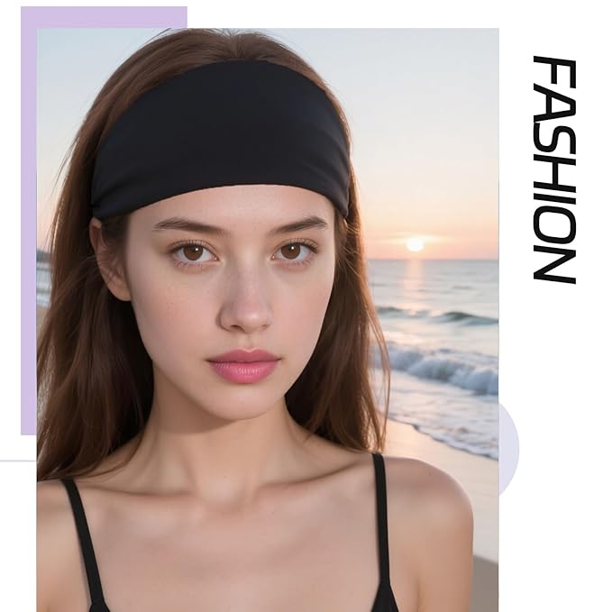 6 Pcs Wide Headbands for Women Extra Large Turban Stretch Fashion Headband Boho Hair Band Workout Running Sport Hairband Girls Accessories (Black, Coffee, Wine Red, Beige, Dark Gray, Light Gray)