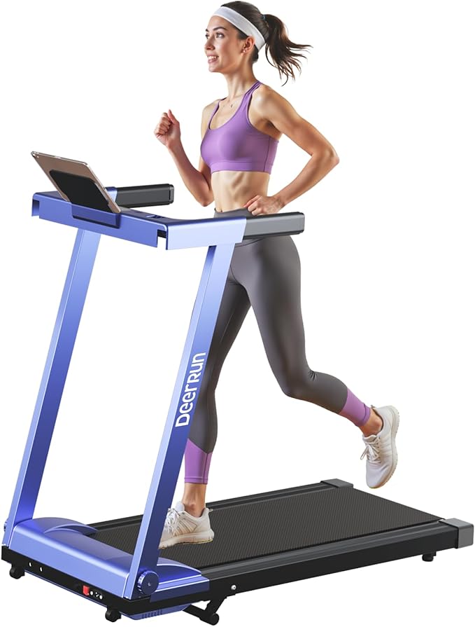 DeerRun Treadmills for Home with Incline and Handles, 3.5 HP Foldable Treadmill 350 LBS Weight Capacity for Small Spaces, Folding Running Machine with Smart APP
