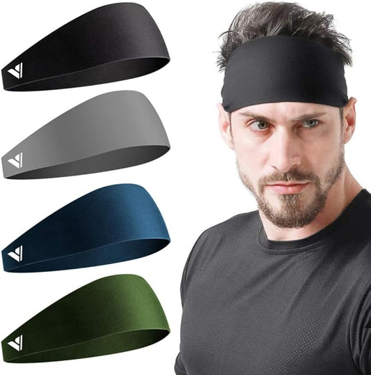 Vgogfly Running Headbands for Men Sweatbands Sports Sweat Bands Mens Workout Thin Fitness Gym Yoga 4 Pack…