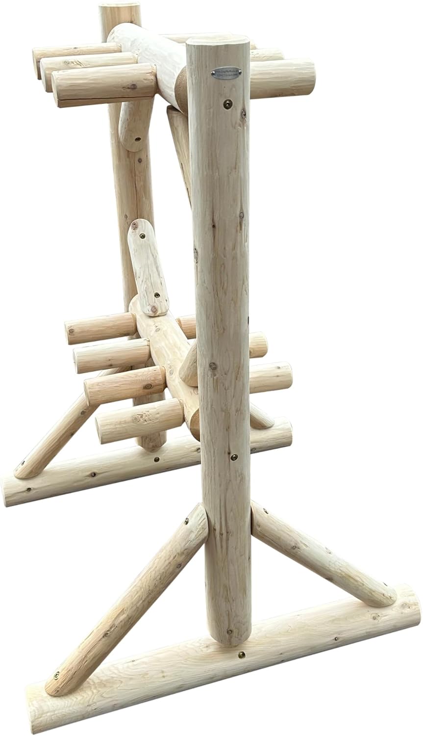 8-Place Freestanding Log Ski Rack Holder, Indoor & Outdoor Snowboard Racks, Standing Storage, Garage Racks for Snow Skis, Durable Snowboard Rack Garage Storage Organizer - Canyon Brown