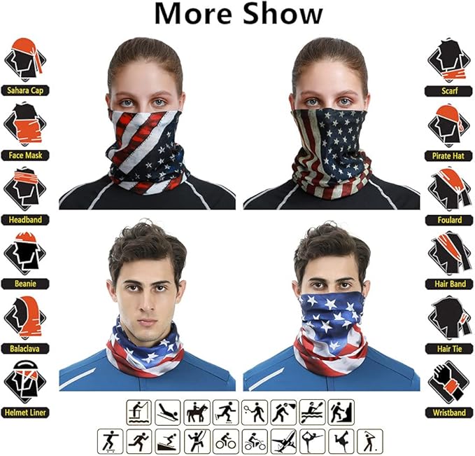 Headband Neck Gaiter Head Wrap Headwear Face Mask Magic Scarf Bandana for Men and Women