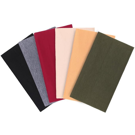 XTREND 6 Pcs Women Headbands African Fashion Wide Hair Wrap Boho Head Bands Sport Workout Stretch Non-slip Hairband Girls Accessories (Black, Army Green, Dark Grey, Red, Turmeric, Beige)
