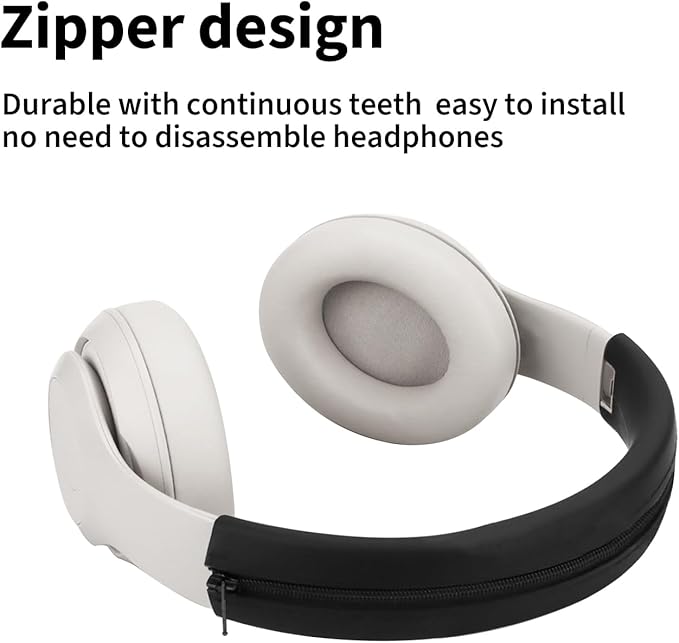 Adhiper Silicone Sweat Headband Cover for Beats Studio Pro & Studio 3 Headphones, Silicone Cover Headphone Cover Accessories for Bose QuietComfort Ultra Headphone, Washable & Sweatproof - Black