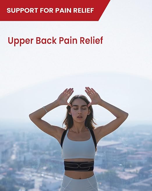 Back Brace Posture Corrector for Women and Men, Lower and Upper Back Pain Relief, Hunchback and Scoliosis Straightener with 2 Removable Metal Splints Support, Adjustable Straps Belt Waist