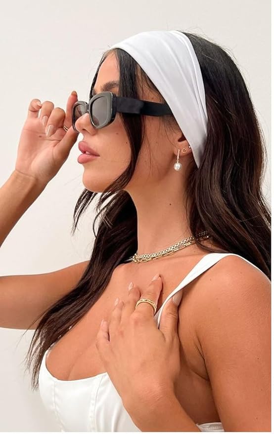 TERSE Headbands for Women Non Slip 4 inches Wide Women's Hair Bands, Stretchy Sweat Bands, Fashion Hair Accessories for Yoga Workout Every Day Basic Head Bands