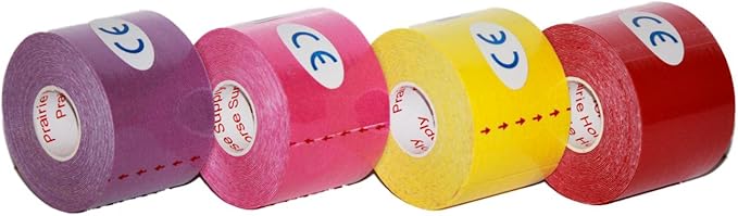PreCut Kinesiology Tape Sport Pro (20 Pre Cut 10 Inch Strips per Roll) Athletic Recovery Muscle Support Physio TheWrapeutic Aid (Assorted Colors) (Pack of 4)