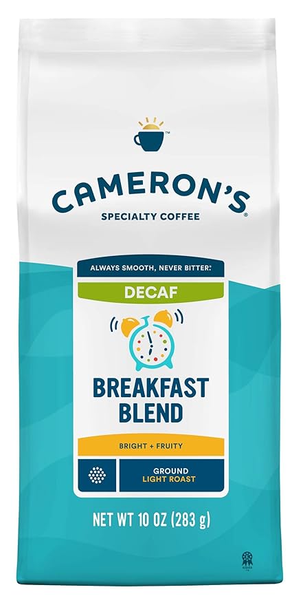 Cameron's Coffee Roasted Ground Coffee Bag, Decaf Breakfast Blend, 10 Ounce, Pack of 6 - NEW