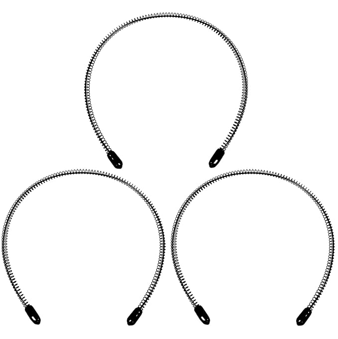 Mens Metal Headband, Unisex Black Headbands for Women, Hair Bands for Women's Hair, Adjustable Metal Headband For Outdoor Sports And Daily Wear. (3 Pcs)