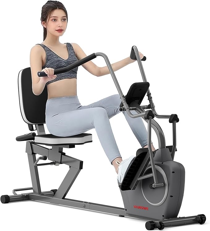 VANSWE Recumbent Exercise Bike for Adults Seniors - Recumbent Bikes for Home with Magnetic Resistance, Bluetooth and App Connectivity, Pulse Sensor