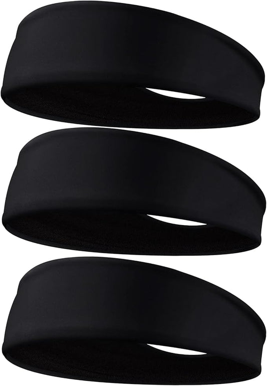 Braylin Men's Headbands, 3-Pack Head Band for Men, Sport Sweatbands for Running Fitness Yoga Cycling, Sweat Wicking Non Slip