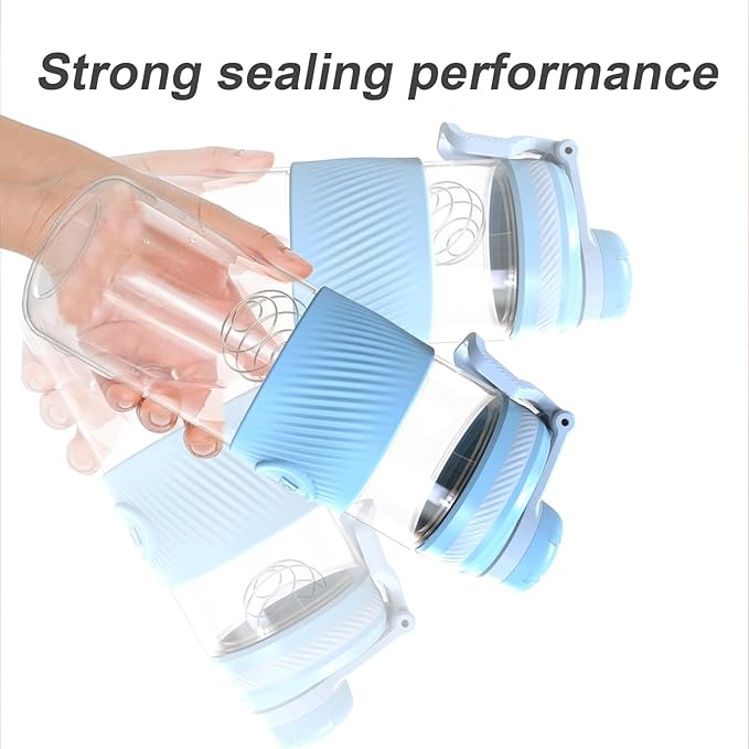 Shaker Bottle - 650ml/23oz, Durable & Leak-Proof, Ideal for Super Creamy Fitness Protein Shakes - Blue