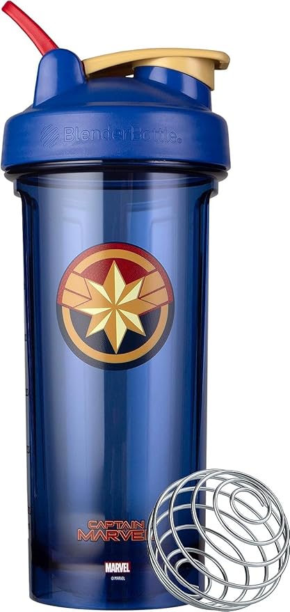 BlenderBottle Marvel Shaker Bottle Pro Series Perfect for Protein Shakes and Pre Workout, 28-Ounce, Captain Marvel