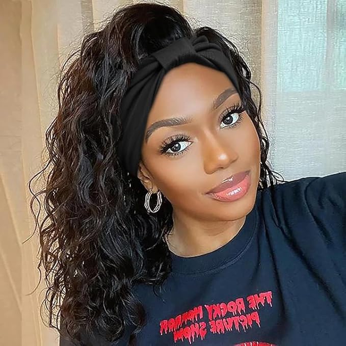 Wide Headbands for Women Black Stylish Head Wraps Boho Thick Hairbands Large African Leopard Printed Sport Yoga Turban Headband Hair Accessories (Pack of 4)