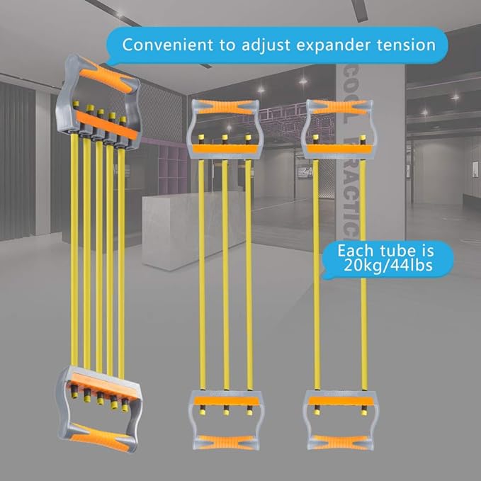 TOCO FREIDO Chest Expander | Arm Training, 5 Tubes Ajustable Arm Strength Trainer, Exercise Resistance Bands for Home Fitness Muscle Training Body Building