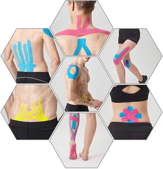 AUPCON Kinesiology Tape Elastic Kinesiology Therapeutic Athletic Tape Hypoallergenic Breathable Cotton Sports Muscle Tape Therapy Recovery Support for Knee Shoulder Ankle Elbow Shin Neck Splints