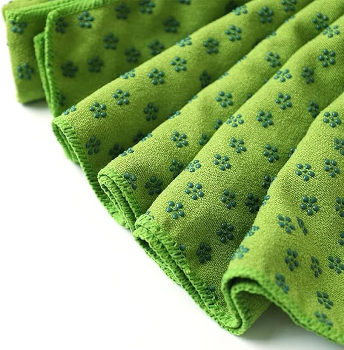 IBL-Yoga Towel, Hot Yoga Mat Towel - Sweat Absorbing Non-Slip for Hot Yoga, Pilates and Workout, 24x72 inches with Grip Dots (Green)