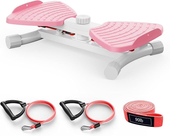 Waist Twister Ab Machine, 300 lbs Capacity Exercise Twist Board with Resistance Bands, Core Trainer Belly Fat Burner, Noiseless Waist Sculptor with Foot Massage