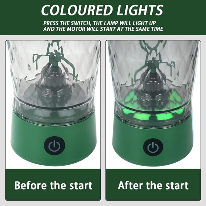 Electric Protein Shaker Bottle, USB Rechargeable Mixing Cup, Water Drink Mixer Portable Bottles for Gym Sport (Green)