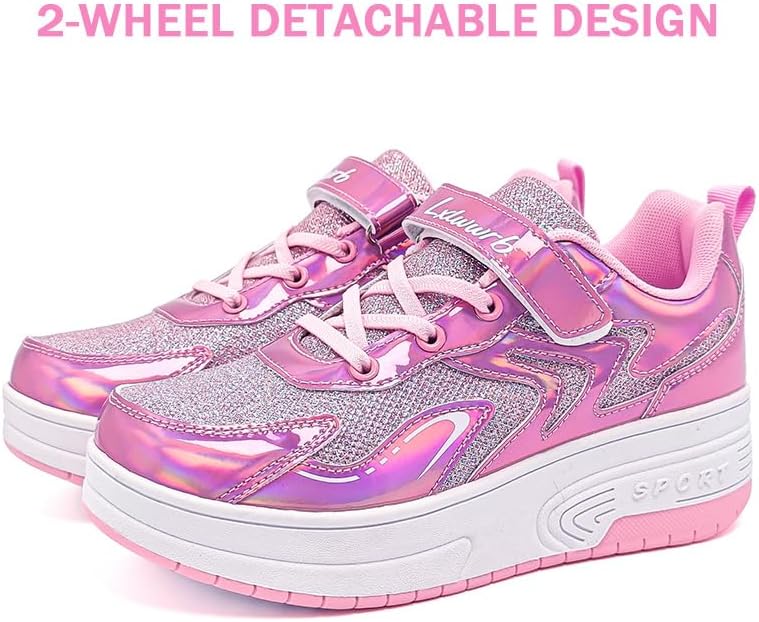 Wooowyet Roller Skate Shoes for Kids Boys Girls Rechargealbe Wheels Sneakers Fashion Roller Wheeled