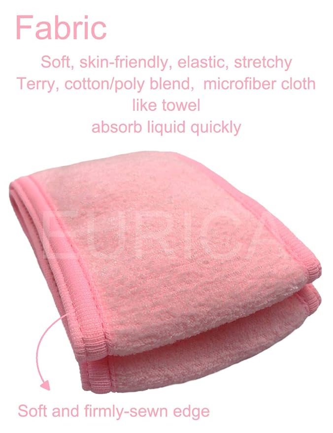 EUICAE Spa Headband Pack of 6 All Pink Sweat Head Towels - Non-slip, Stretchable, Washable Makeup Headbands for Face Wash, Facial Treatment, Sports