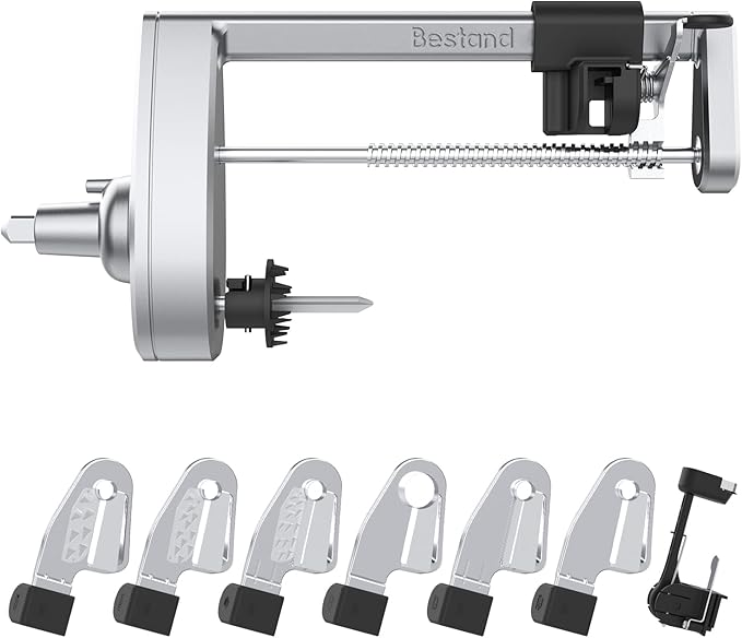 Spiralizer Attachment Compatible with KitchenAid Stand Mixer, Comes with Peel, Core and Slice, Vegetable Slicer(Not KitchAid Brand Spiralizer) (7 Blades)