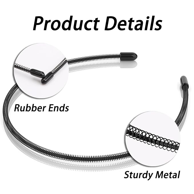 Mens Metal Headband, Unisex Black Headbands for Women, Hair Bands for Women's Hair, Adjustable Metal Headband For Outdoor Sports And Daily Wear. (3 Pcs)