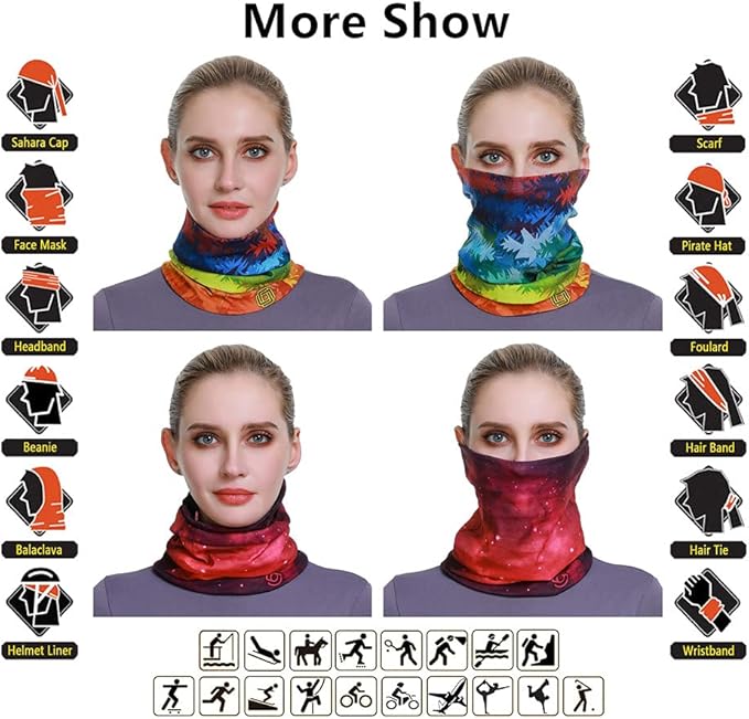 Headband Neck Gaiter Head Wrap Headwear Face Mask Magic Scarf Bandana for Men and Women
