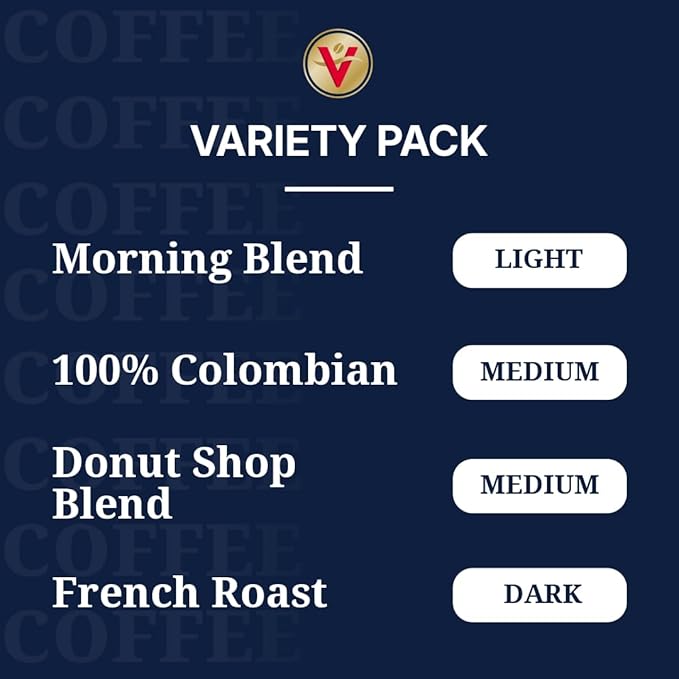 Victor Allen's Coffee Variety Pack (Morning Blend, 100% Colombian, Donut Shop Blend, French Roast), 42 Count, Single Serve Coffee Pods for Keurig K-Cup Brewers