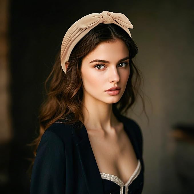 S&N Remille Wide Headbands for Women, Large Hairband, Elastic Non-Slip Headband Twist Knotted Accessories, Yoga Workout Vintage Hair 3 Pack (Multi-colored-5)