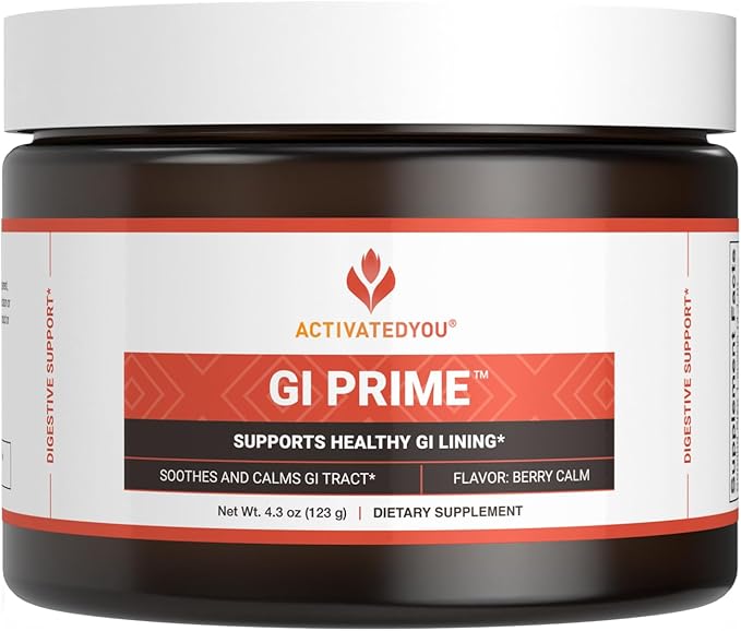 ACTIVATEDYOU GI Prime Digestive Health Drink to Support a Healthy GI Lining, Improve Digestive Comfort and Energy - Berry Calm Flavor (30 Servings)