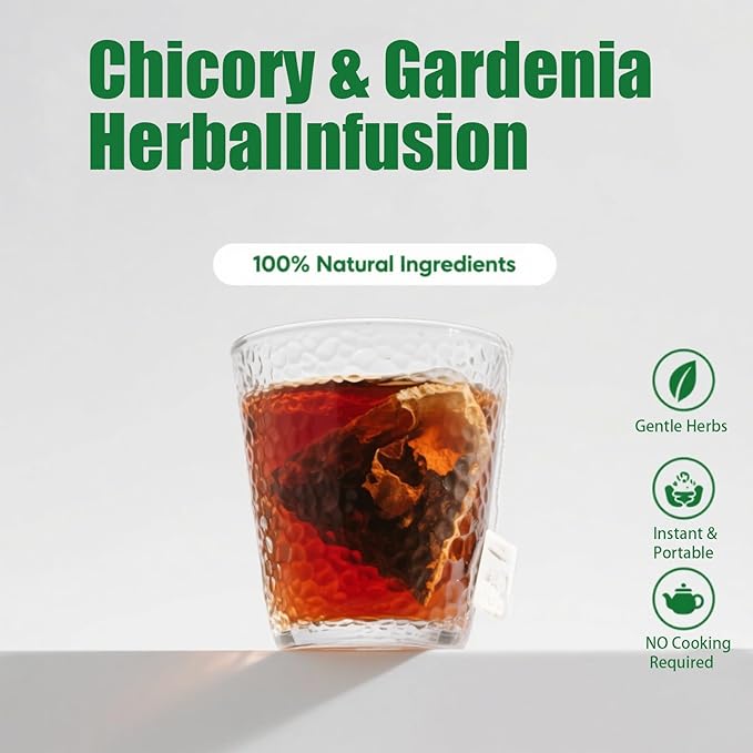 Detoxifying tea, Nature Chicory & Gardenia Herbal Tea -Herbal detox for weight management, metabolism, bloating, and healthy blood sugar maintenance, Natural Sugar-Free Herbal Tea (1pc)