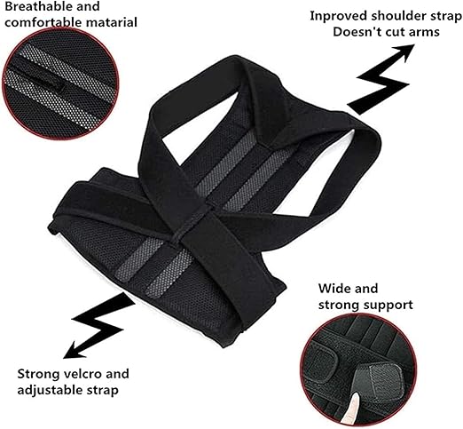 XS-5XL Plus Size Posture Corrector Back Brace Upper And Lower Back Support Women Men Shoulder Straightener Student Teenagers Scoliosis Hunchback Correction Posture Trainer (Color : Black, Size : Lar