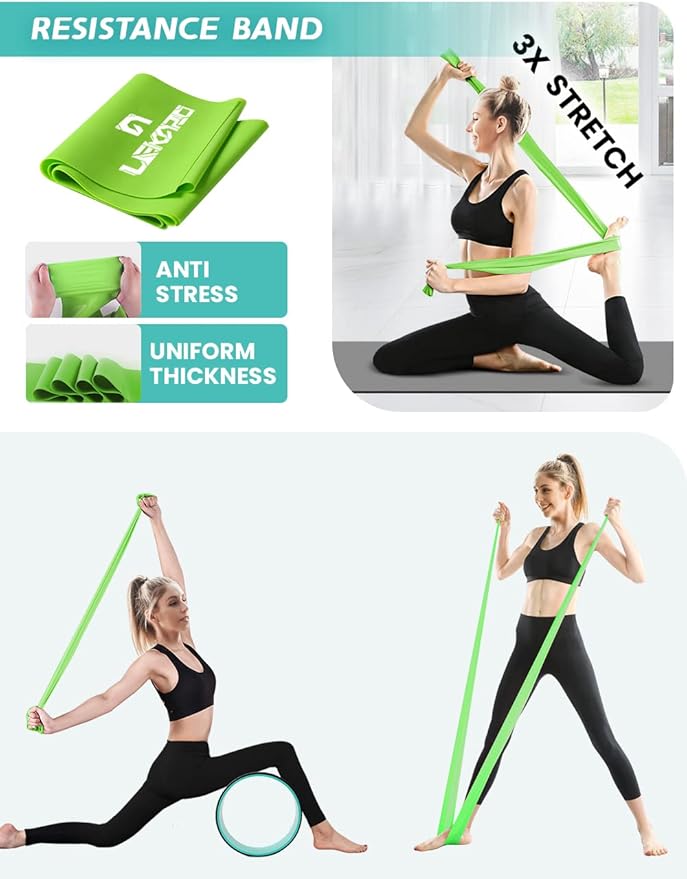 Yoga Wheel Set of 3, Back Roller for Back Pain Relief, Stretching, Multifunctional Back Wheel Improve Flexibility, Strength & Backbends, Deep Tissue Massage, Size 13"/10.5"/6.5''