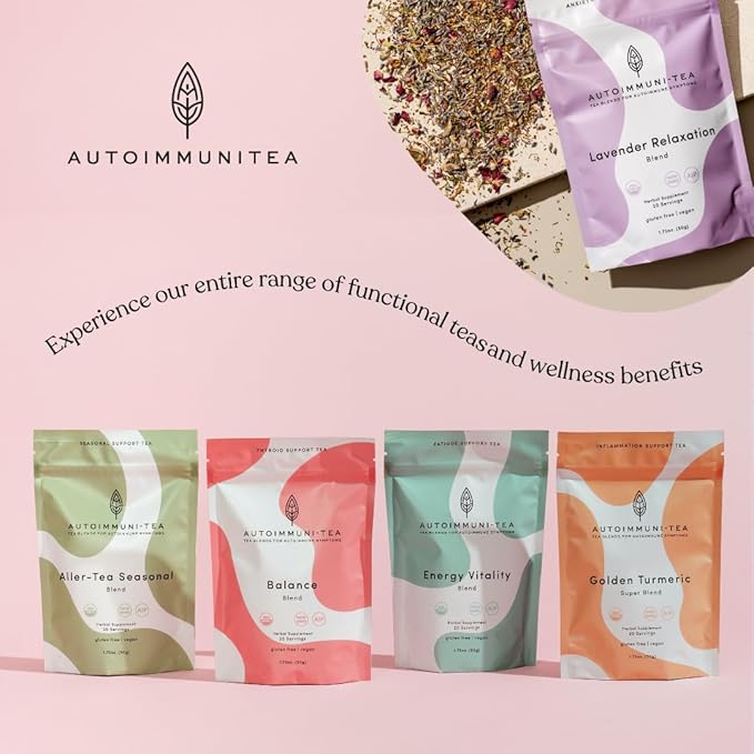 AutoimmuniTea – AIP Stress Relief, Bedtime Blend for Restful Sleep, Calming Tea for Stress, Lavender, Tulsi, Passion Flower Organic Blend - 15 Tea Bags (30 Cups)