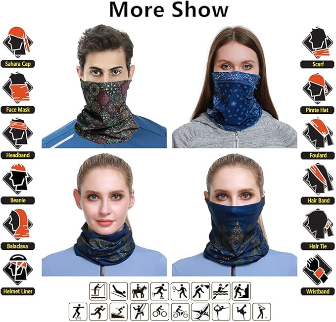 Headband Neck Gaiter Head Wrap Headwear Face Mask Magic Scarf Bandana for Men and Women