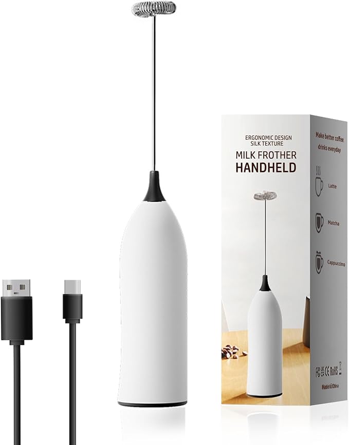Handheld Coffee Frother,USB-Rechargeable Hand Frother,Adjustable Handheld Milk Frother for Cappuccinos, Hot Chocolate, Milkshakes, Egg Mix